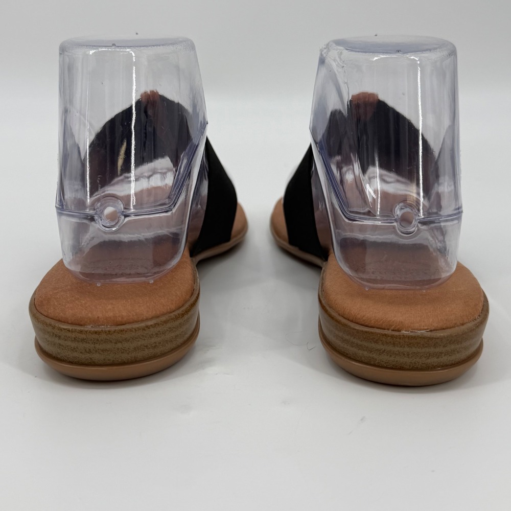 Andre Assous Womens Elastic Band Thong Sandals Black Tan Made in Spain Size 8 - Picture 5 of 8